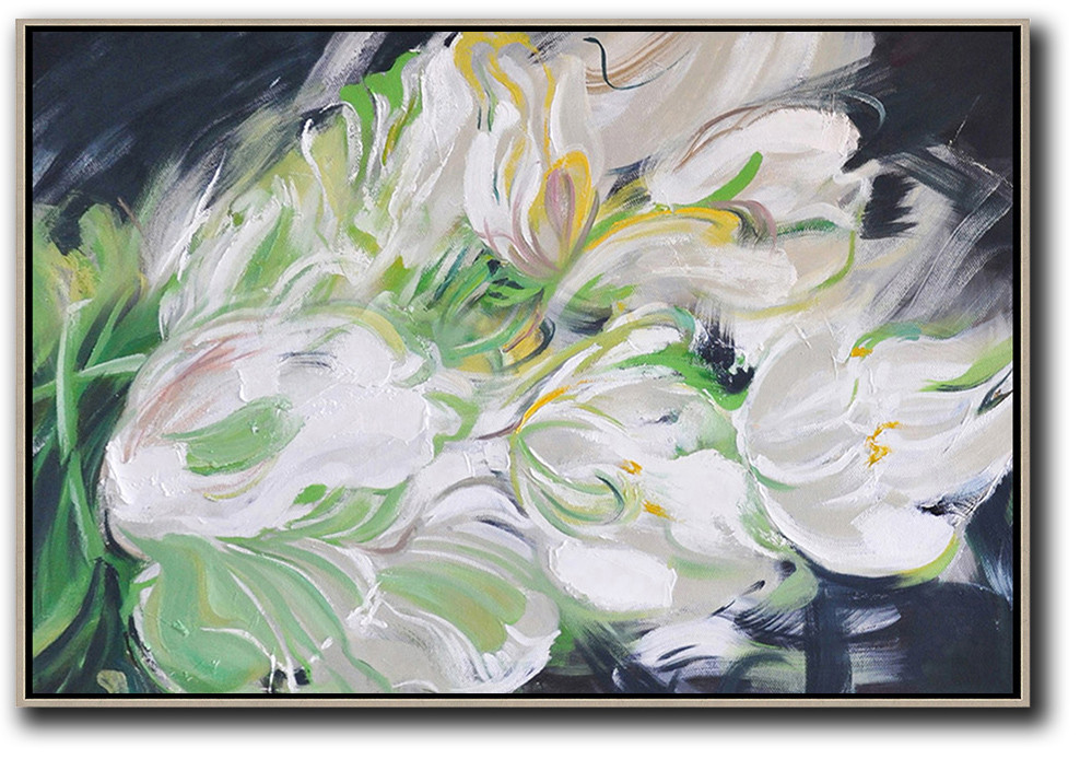 Horizontal Abstract Flower Painting #ABH0A24