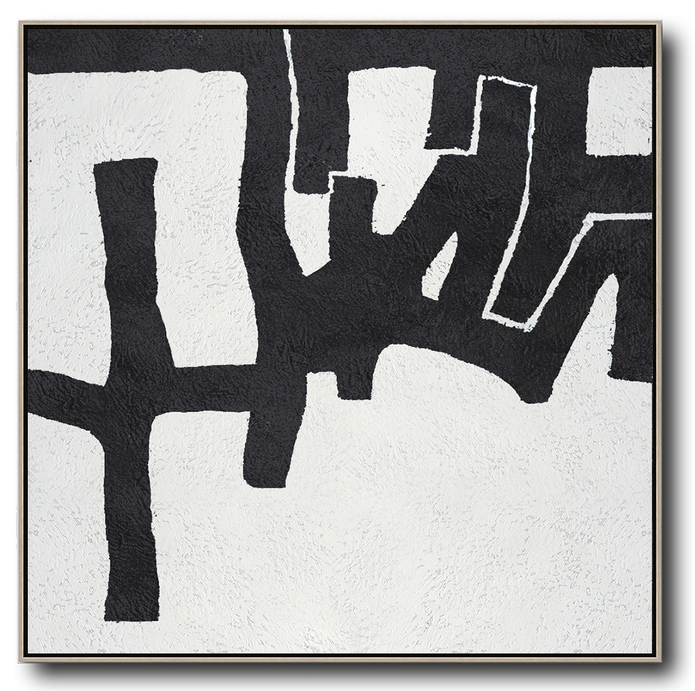 Square Minimal Black And White Painting #ADMPS0A101