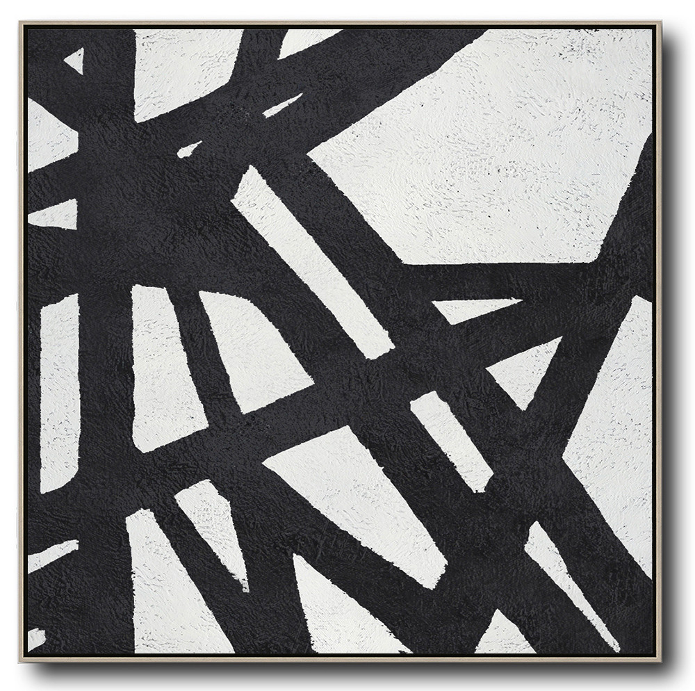 Square Minimal Black And White Painting #ADMPS0A113