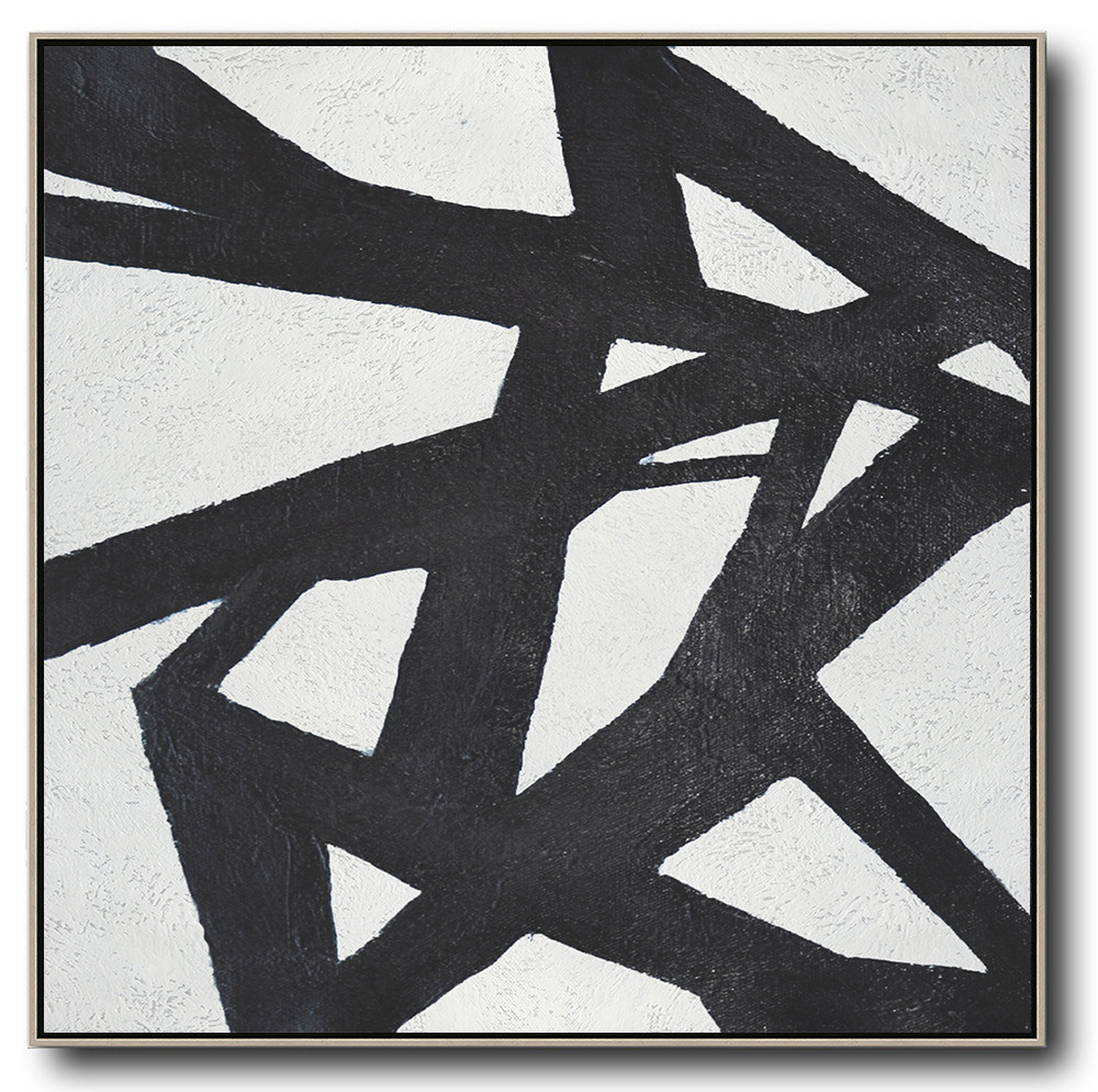 Square Minimal Black And White Painting #ADMPS0A114