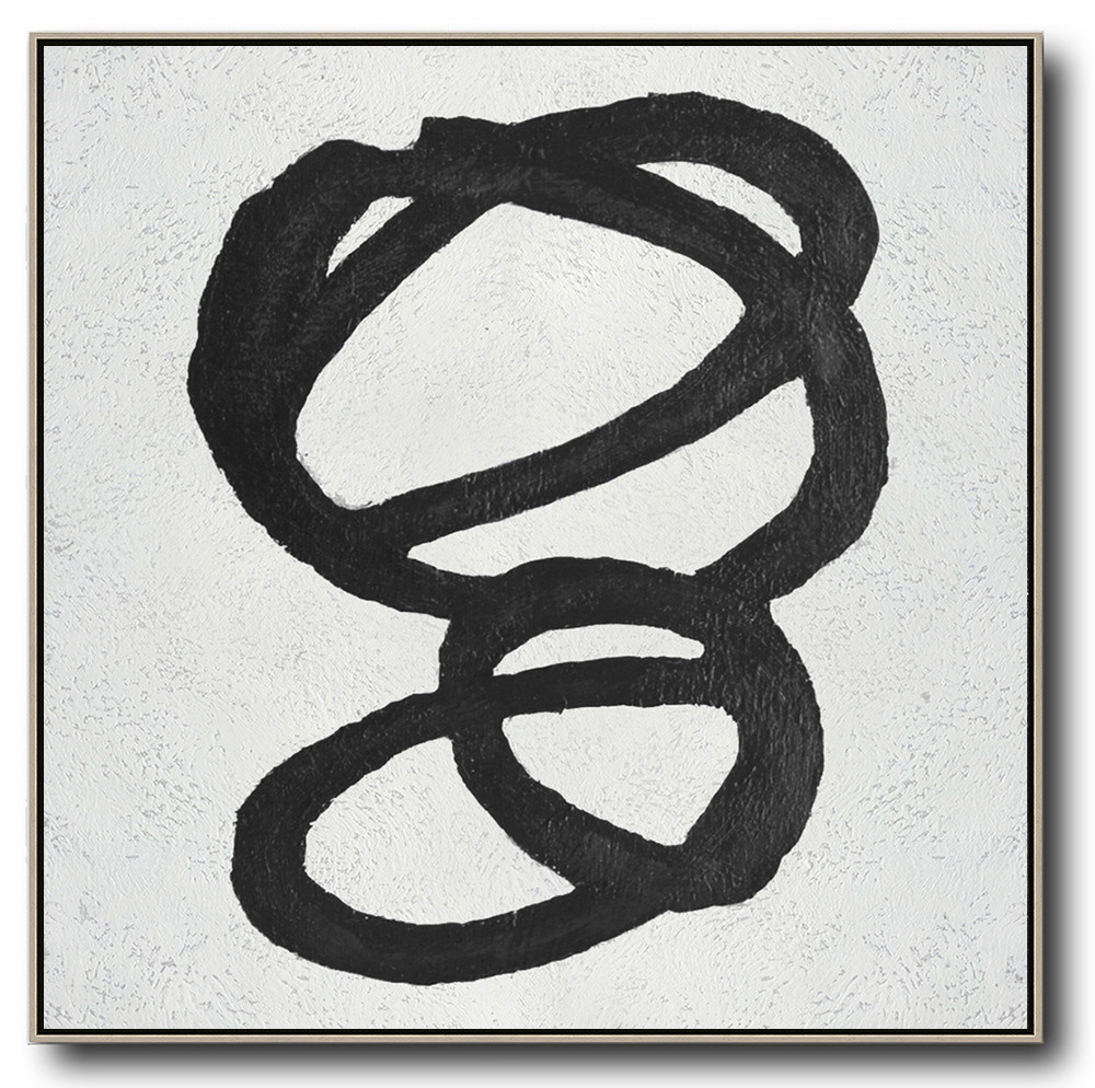 Square Minimal Black And White Painting #ADMPS0A118