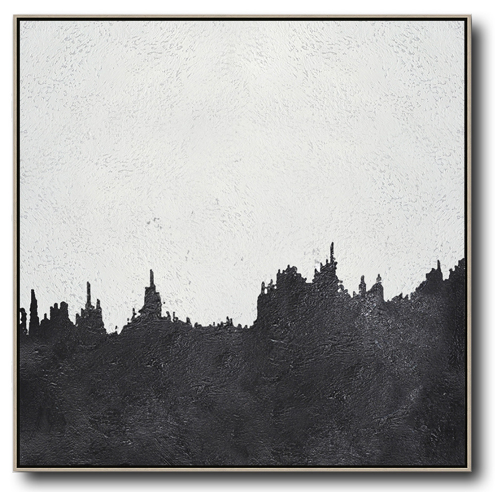 Square Minimal Black And White Painting #ADMPS0A121