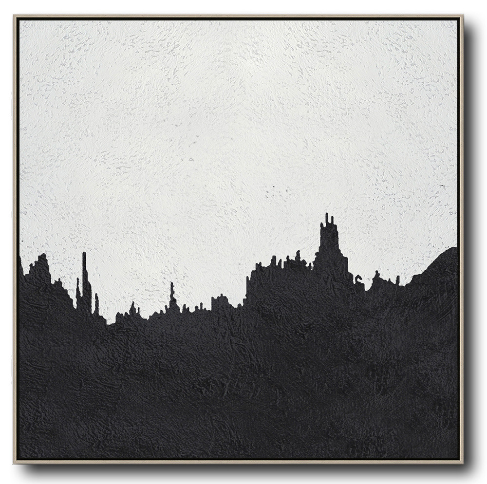 Square Minimal Black And White Painting #ADMPS0A122