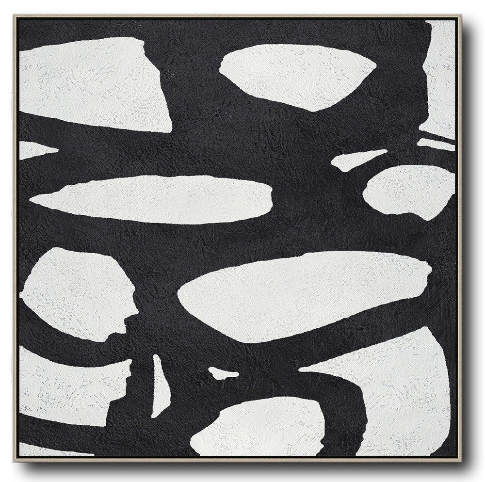 Square Minimal Black And White Painting #ADMPS0A129