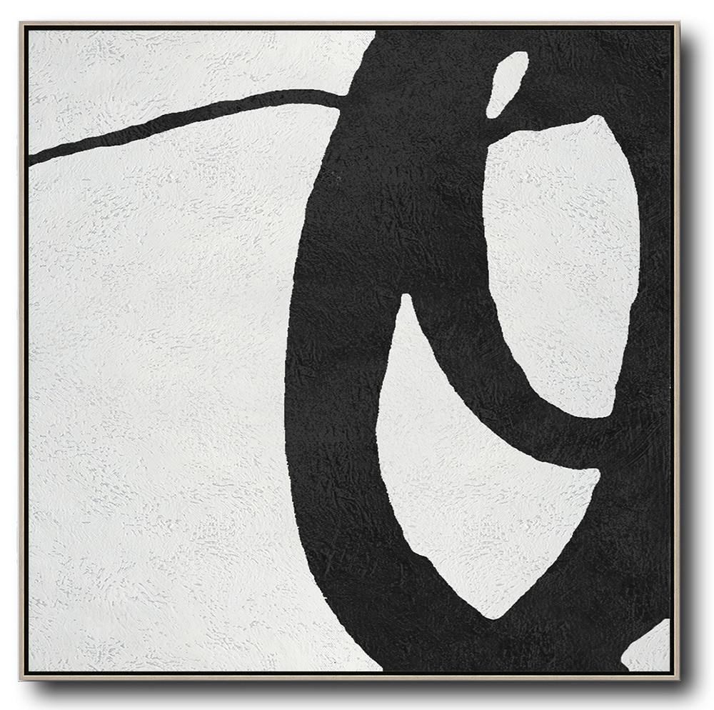 Square Minimal Black And White Painting #ADMPS0A132