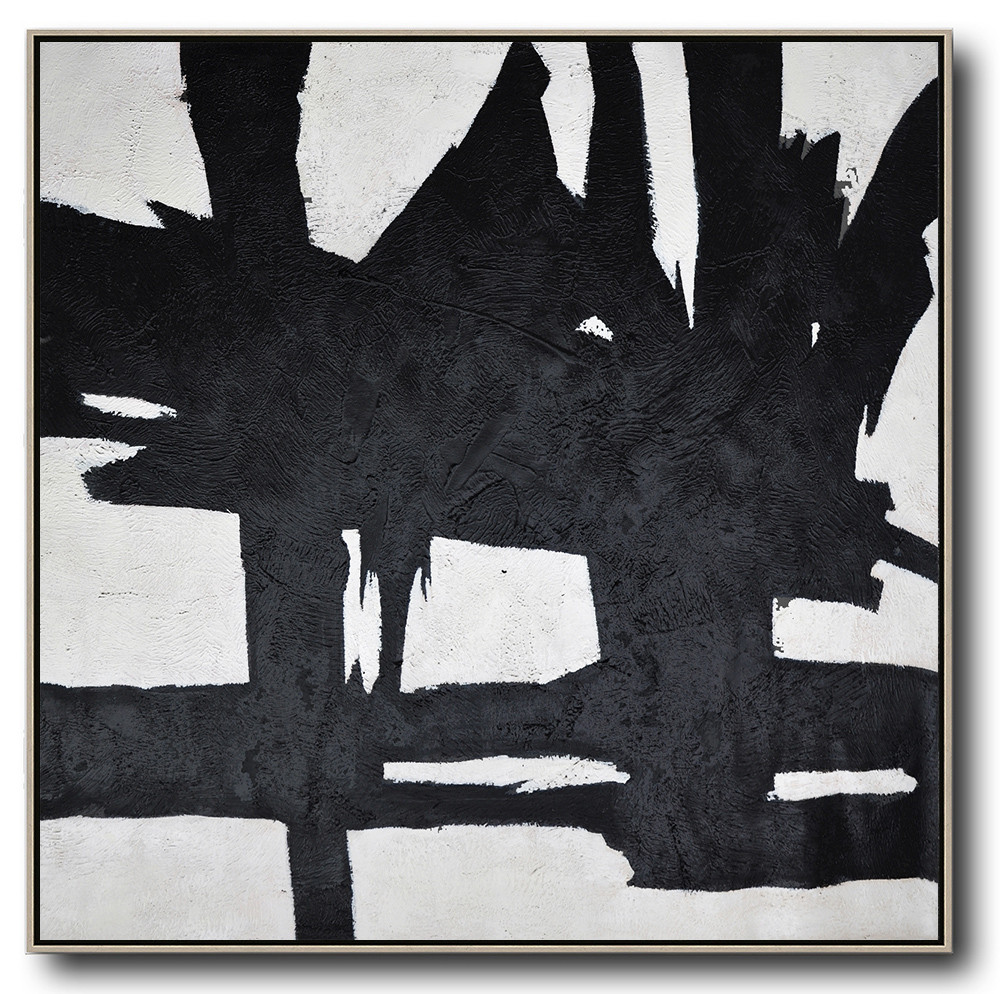 Square Minimal Black And White Painting #ADMPS0A161