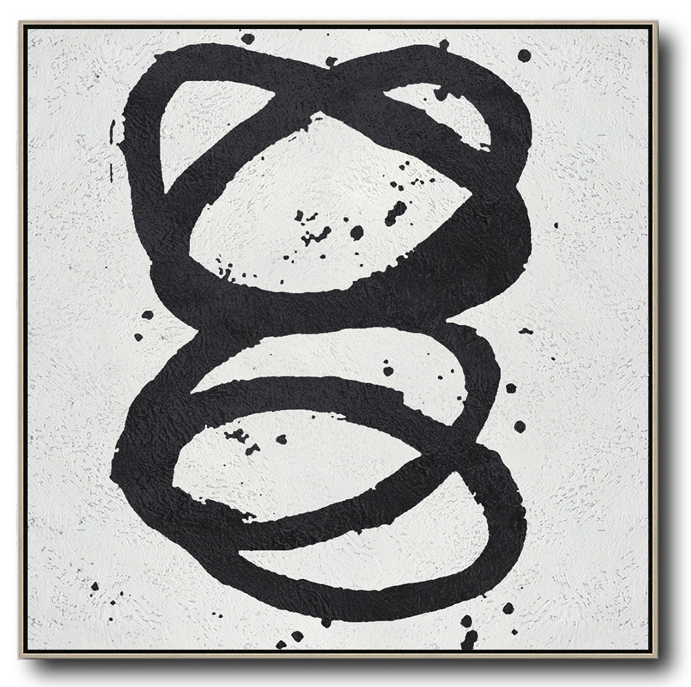 Square Minimal Black And White Painting #ADMPS0A189