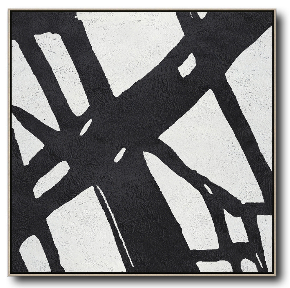 Square Minimal Black And White Painting #ADMPS0A205