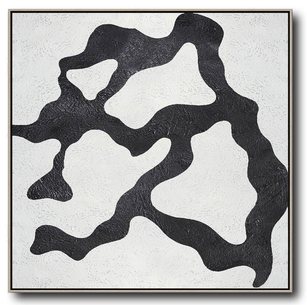 Square Minimal Black And White Painting #ADMPS0A91