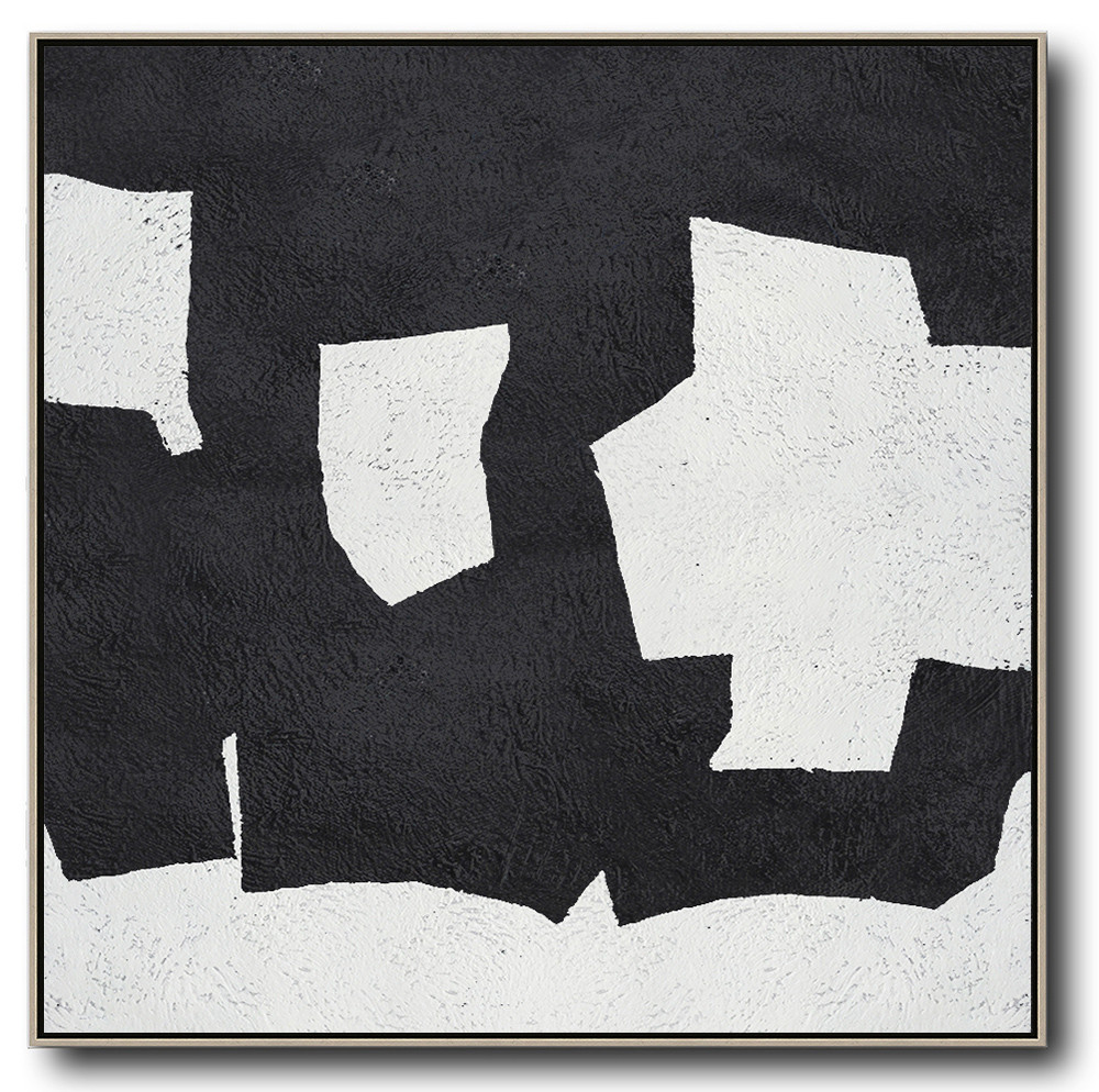 Square Minimal Black And White Painting #ADMPS0A95