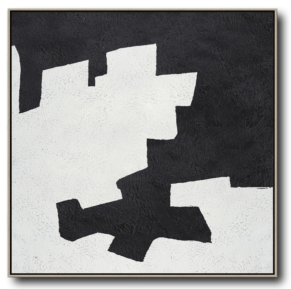 Square Minimal Black And White Painting #ADMPS0A96