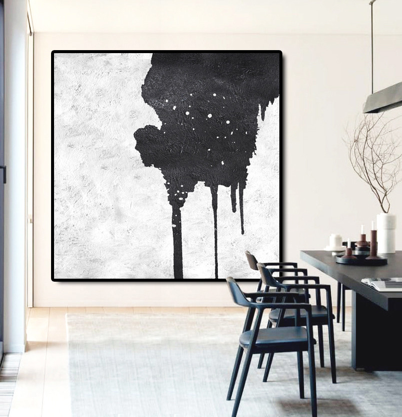 Square Minimal Black And White Painting #ADMPS0A97