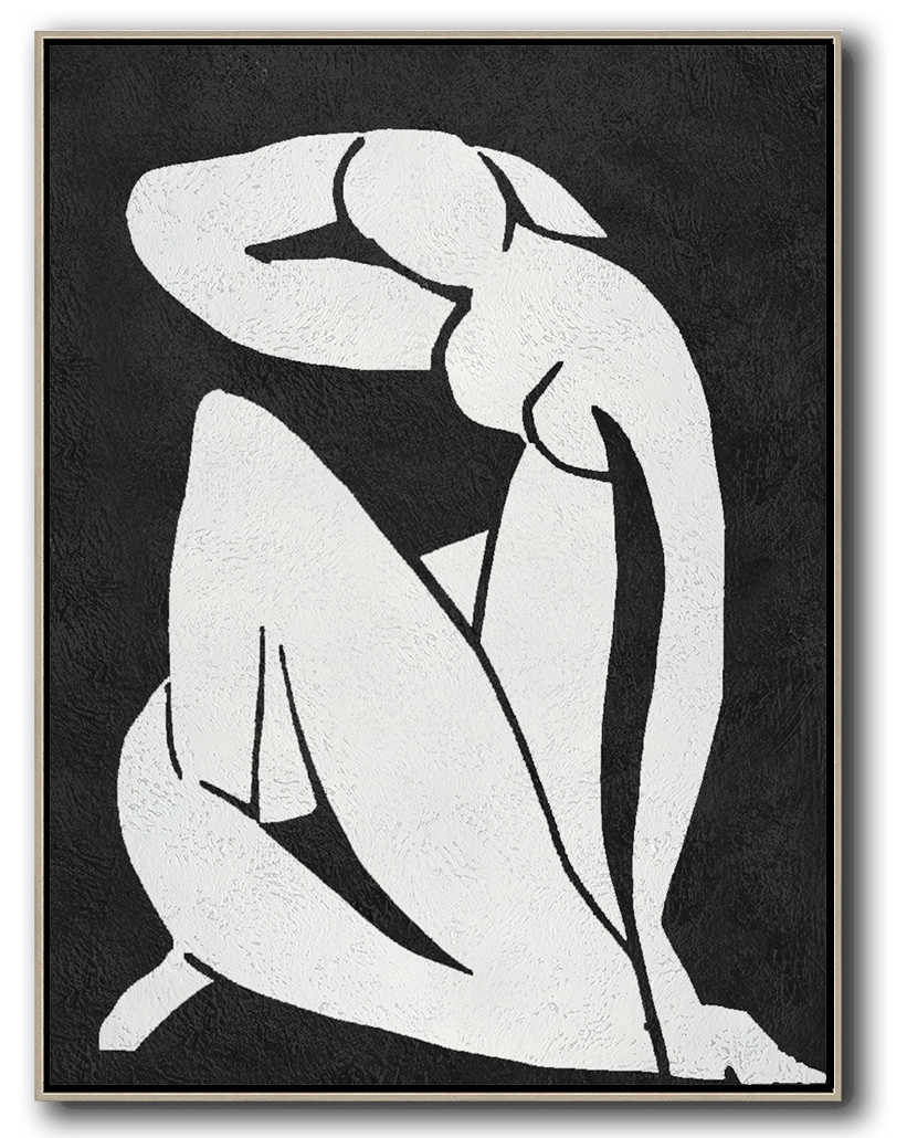 Vertical Minimal Body Art Painting Black and White #ADMPS0B225