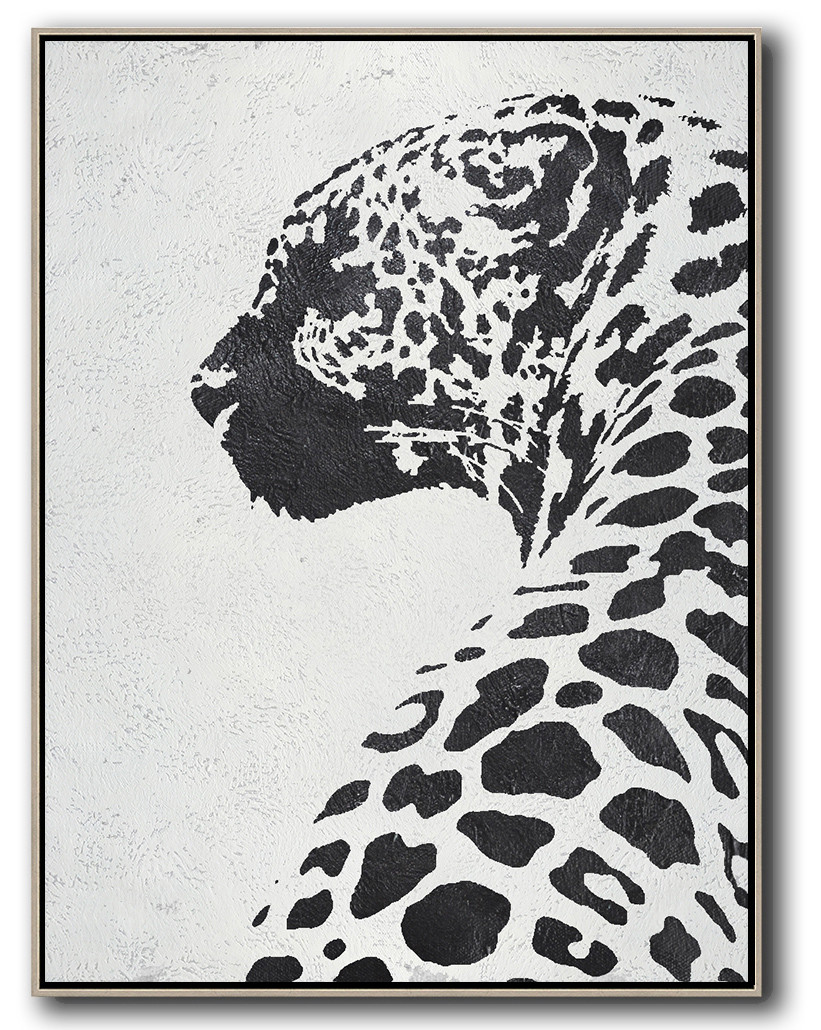 Vertical Minimal Leopard Art Paingting Balck and White #ADMPS0B4