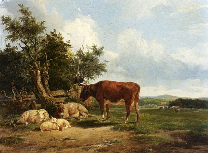 An Extensive Landscape With Cattle Resting,1838