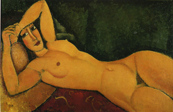 Reclining Nude With Left Arm Resting On Her Forehead, 1917