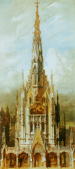 Gotische Grabkirche St. Michael, Turmfassade [Gothic Cemetary, St. Michaels, Front Tower], 1883