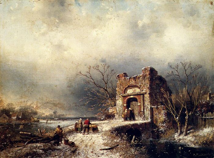 Villagers On A Frozen Path, 1859