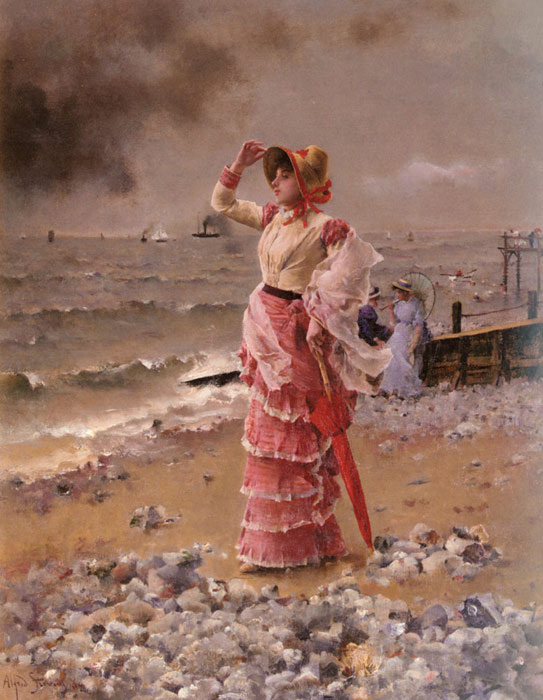 Femme Elegante Voyant Filer Un Vapeur, 1884