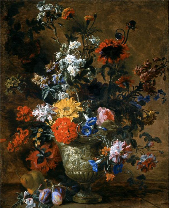 Flowers In Sculpted Urns, 1690