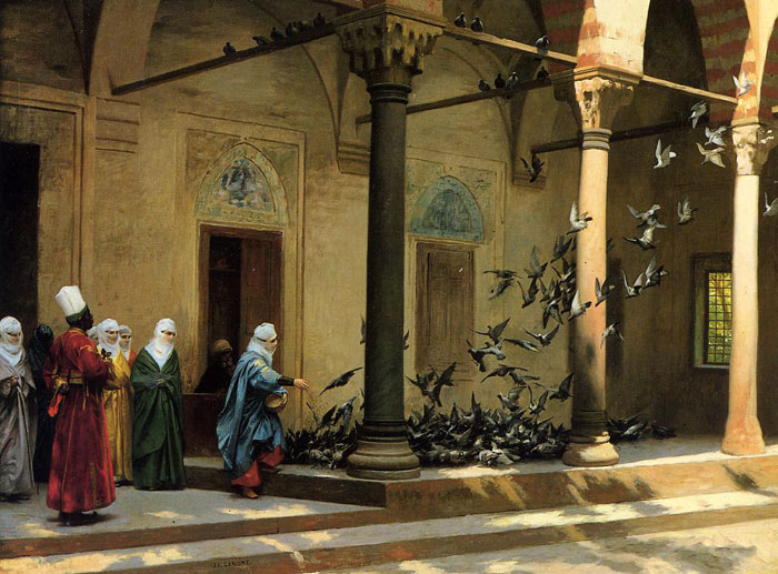 Harem Women Feeding Pigeons In A Courtyard , 1894