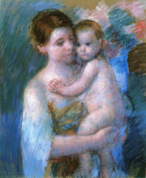 Cassatt Oil Paintings - Mother Holding Her Baby