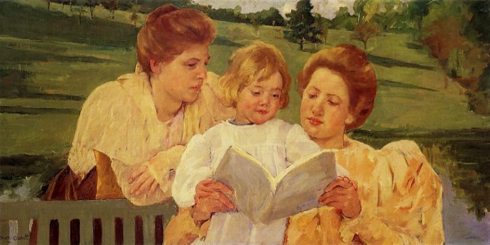 Cassatt Oil Paintings - The Garden Reading