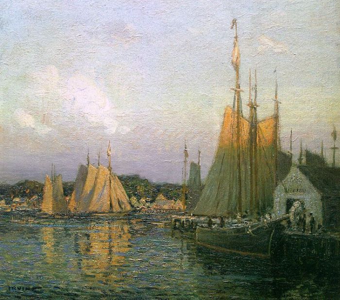 Irvine Oil Paintings - Evening In The Harbor