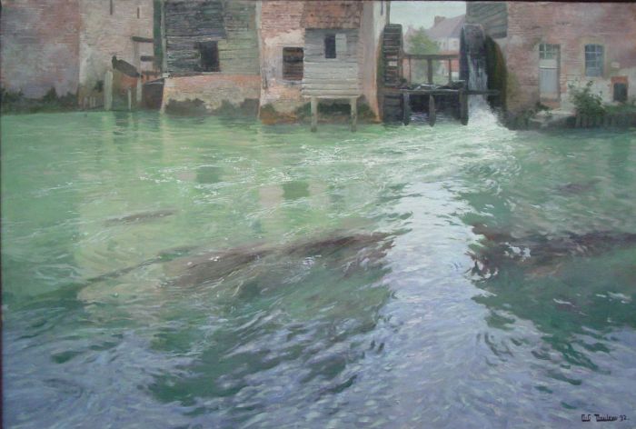 Thaulow Oil Paintings - The Water Mill