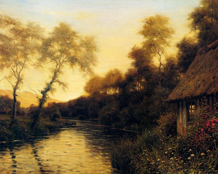 A French River Landscape At Sunset