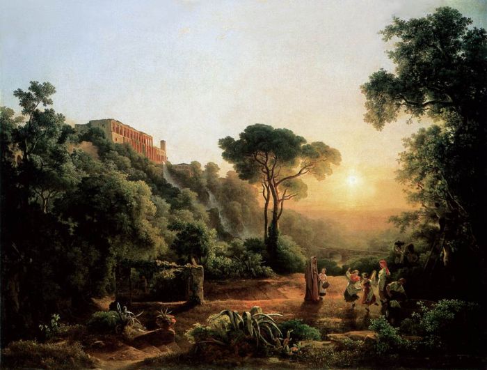 Landscape Near Tivoli With Vintager Scens, 1846