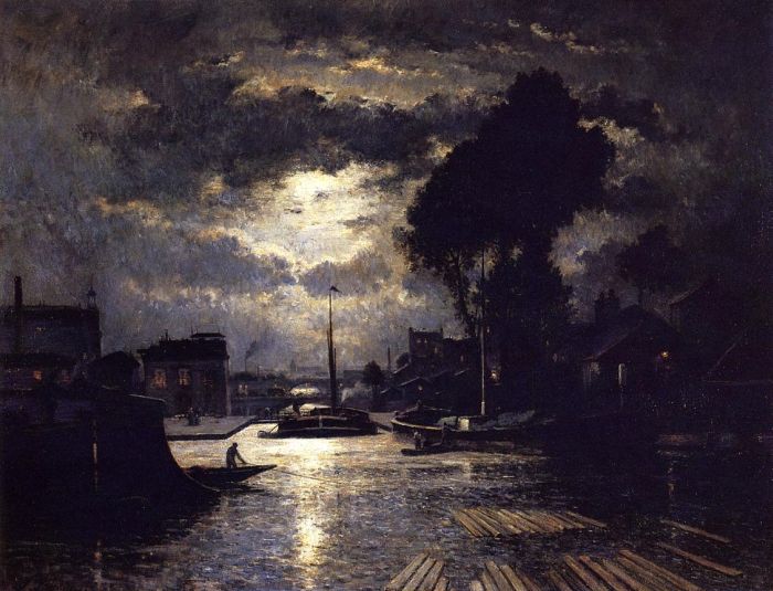 Canal In Saint-Denis - Effect Of Moonlight, 1876