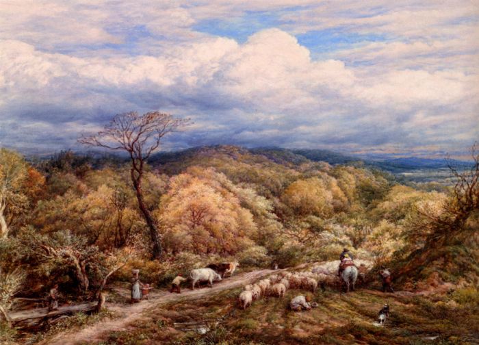 An Autumn Afternoon With Shepherd And Flock , 1873