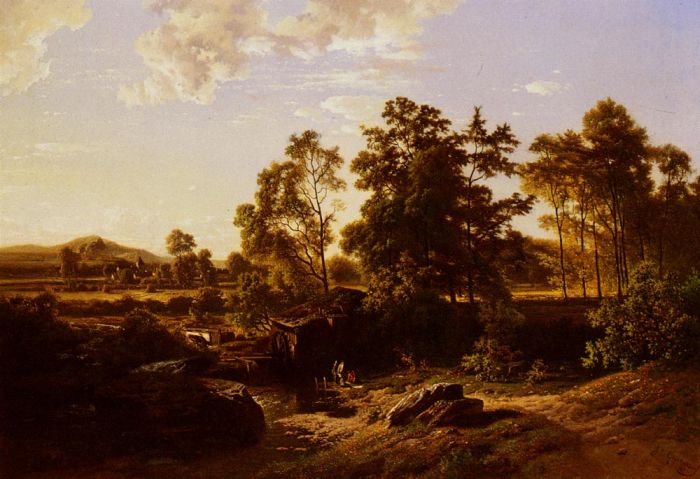 A River Landscape With A Mill, 1855