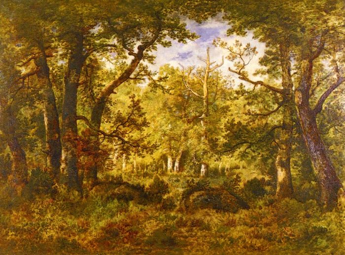 A Sunlit Clearing In The Forest At Fontainebleau , 1868