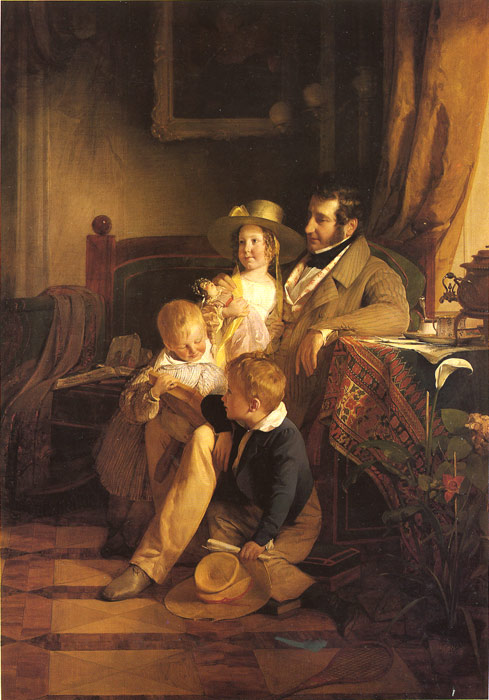 Rudolf Von Arthaber With His Children