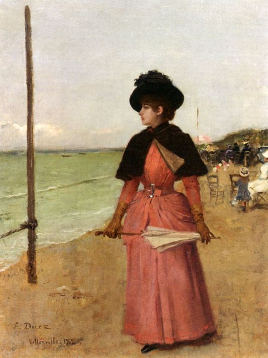 Duez Oil Paintings - An Elegant Lady On The Beach