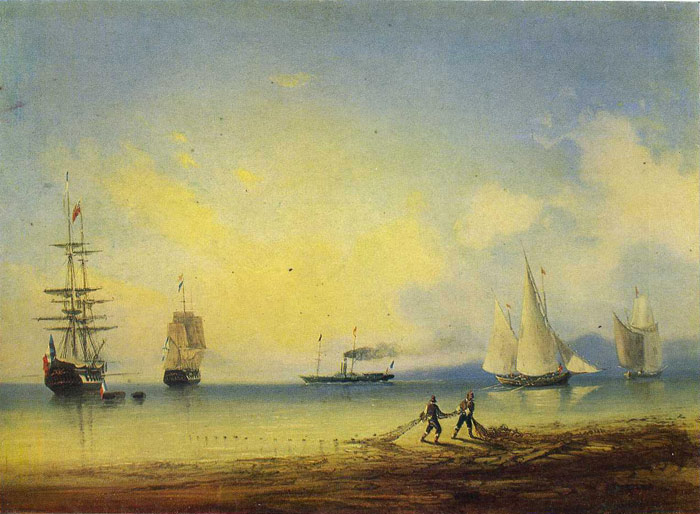 Russian And French Frigates, 1858