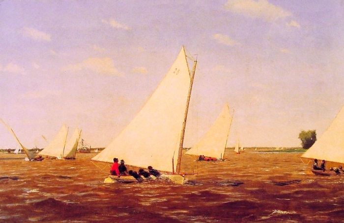 Sailboats Racing On The Delaware, 1874