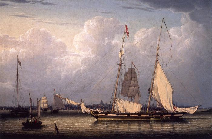 A Schooner With A View Of Boston, 1832