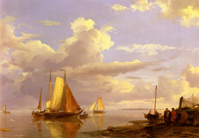 Fishing Boats Off The Coast At Dusk, 1852